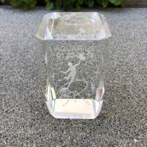 Laser Etched AQUARIUS Zodiac 1.20-2.18 Sign Paperweight Glass Figurine 3" x 2"